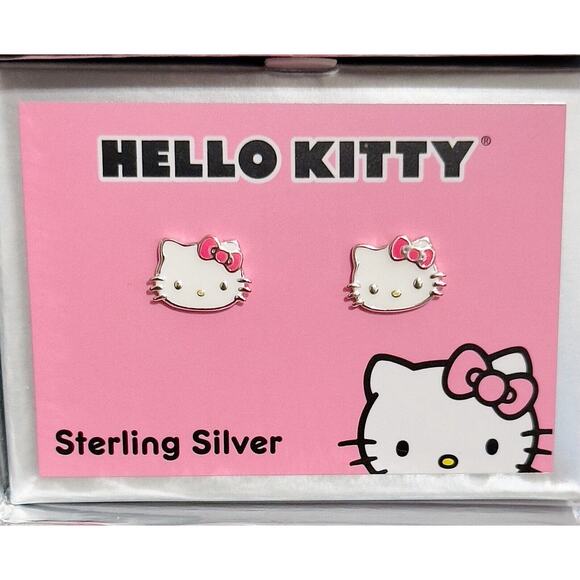 NWT: Hello Kitty - Sterling Silver Stud Earrings with Ceramic Trinket Dish - Picture 3 of 6